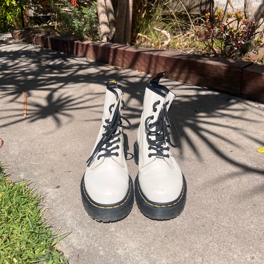 Dr. Martens Bex White Smooth Lace-Up Boots